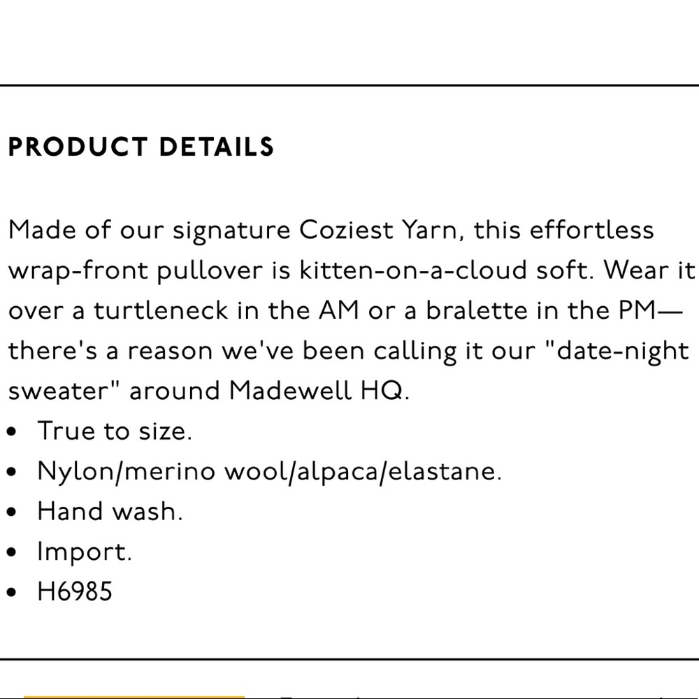 NWOT Madewell Wrap-Front Pullover Sweater in True Black Size 2X - Picture 4 of 10